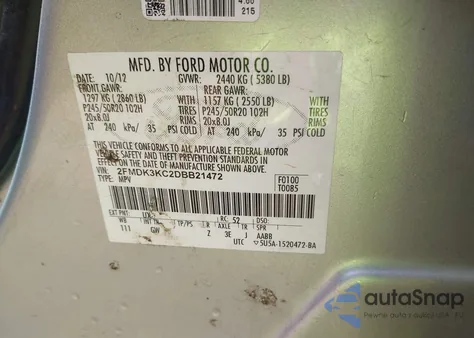 2013 Ford Edge Limited z USA, uszkodzony, nr VIN 2FMDK3KC2DBB21472